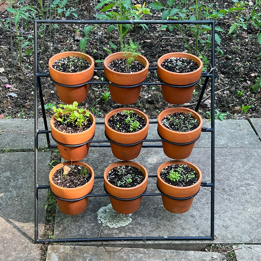 Terracotta Planter Stand Including 9 Pots