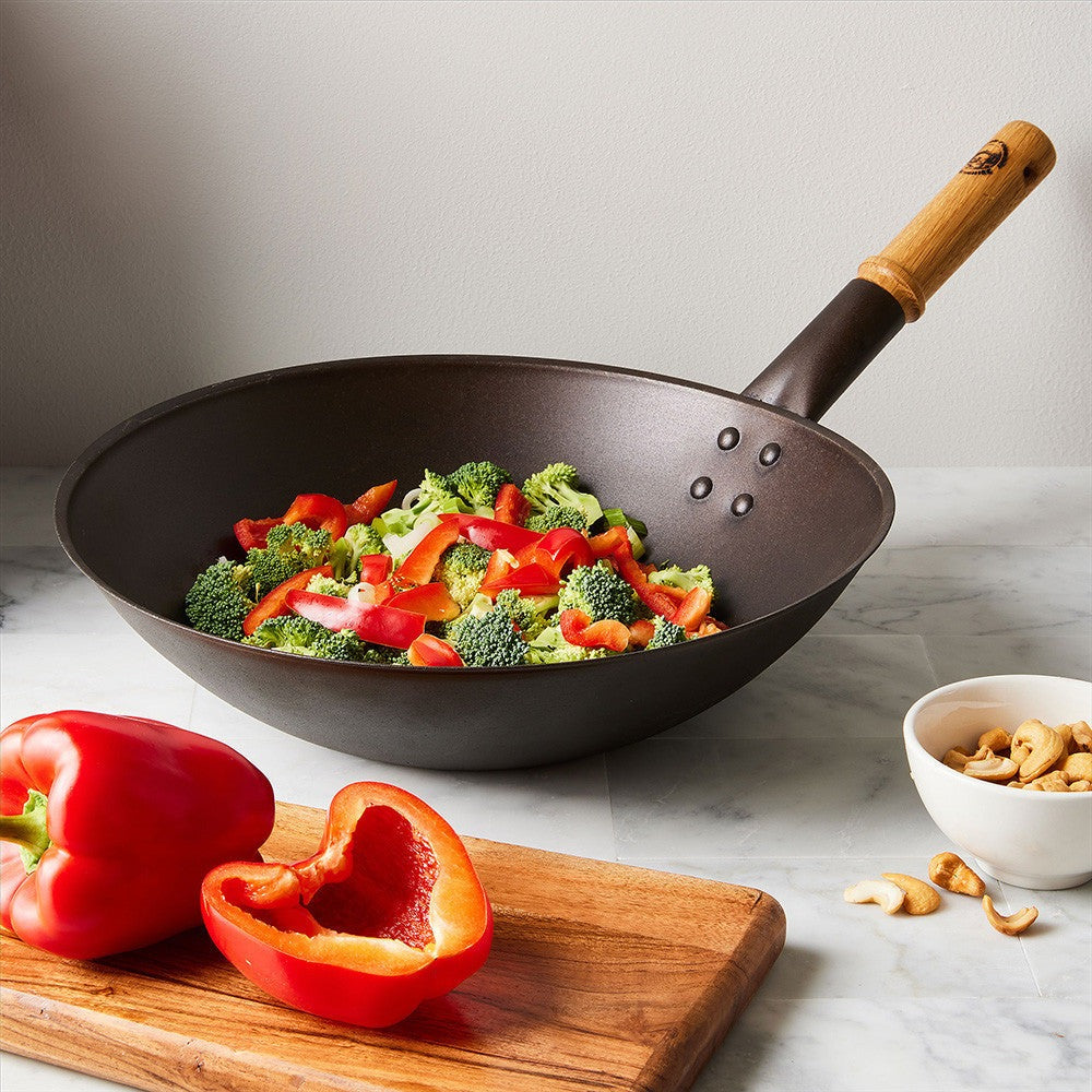 Netherton Long-Handled Spun Iron Wok