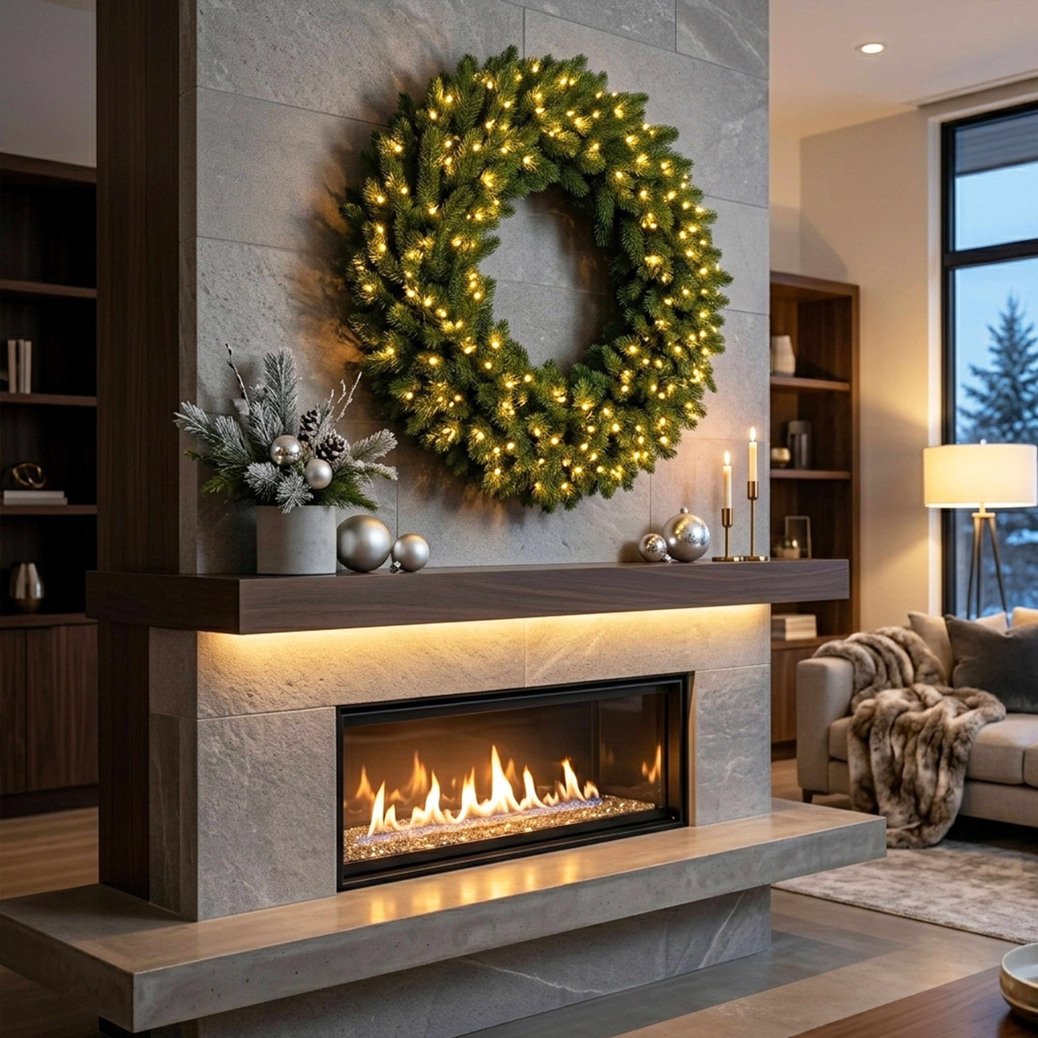 Pre-Lit Artificial Christmas Wreath - 48 In.
