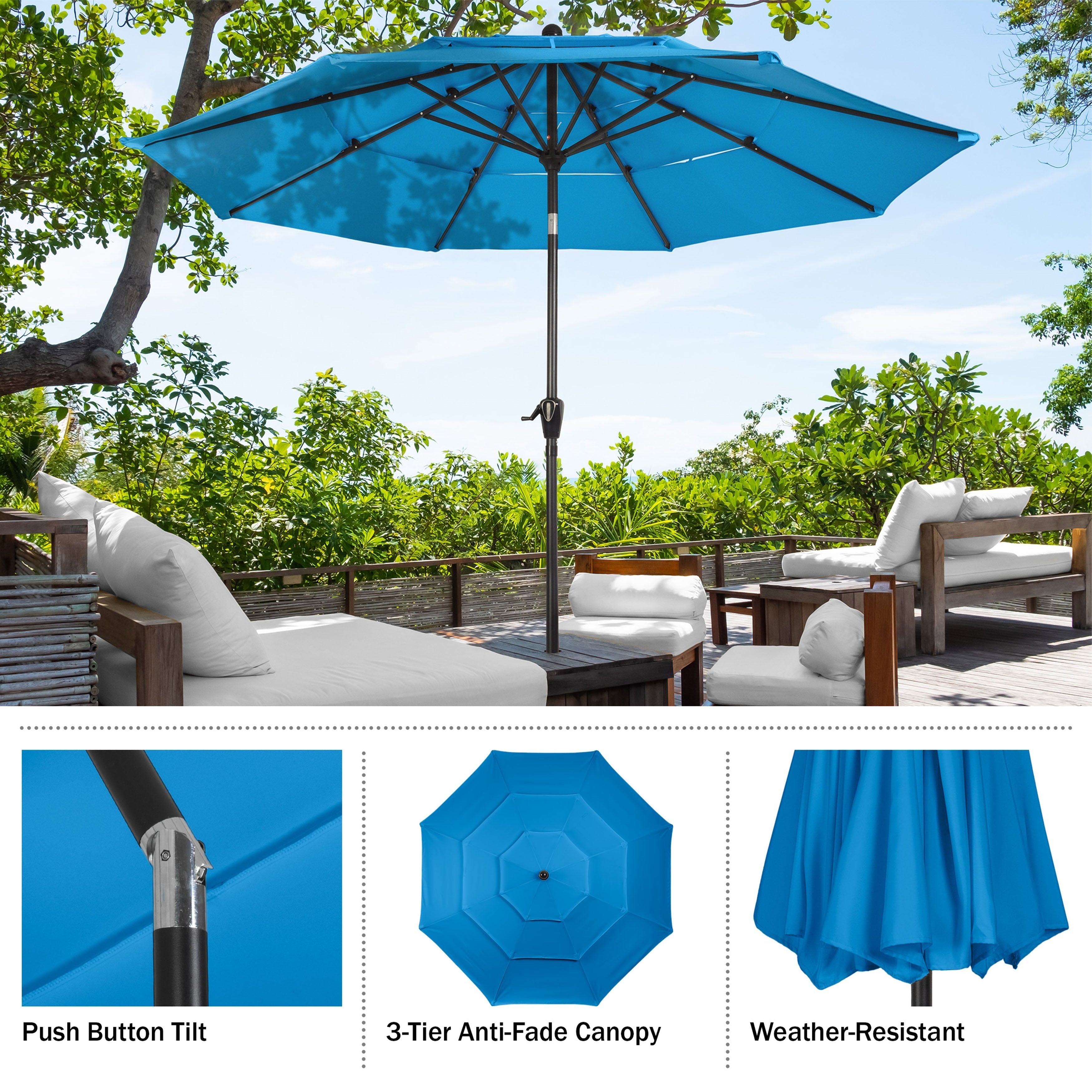 Triple Layer Patio Umbrella - Blue