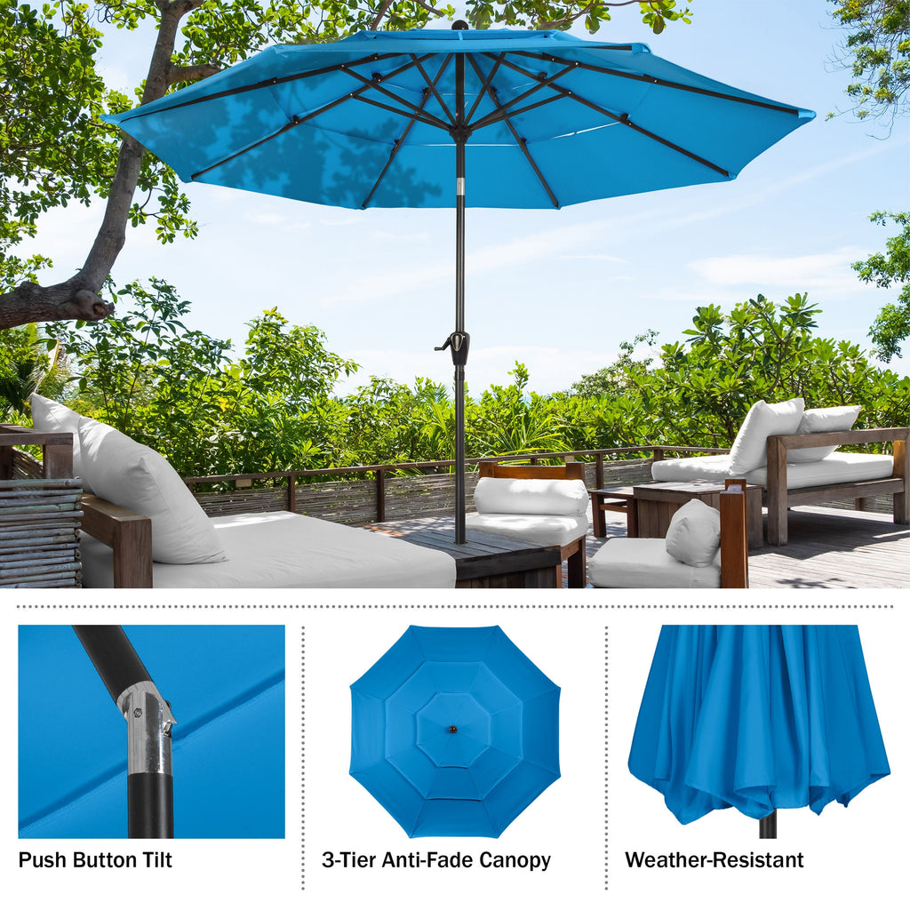Triple Layer Patio Umbrella - Blue