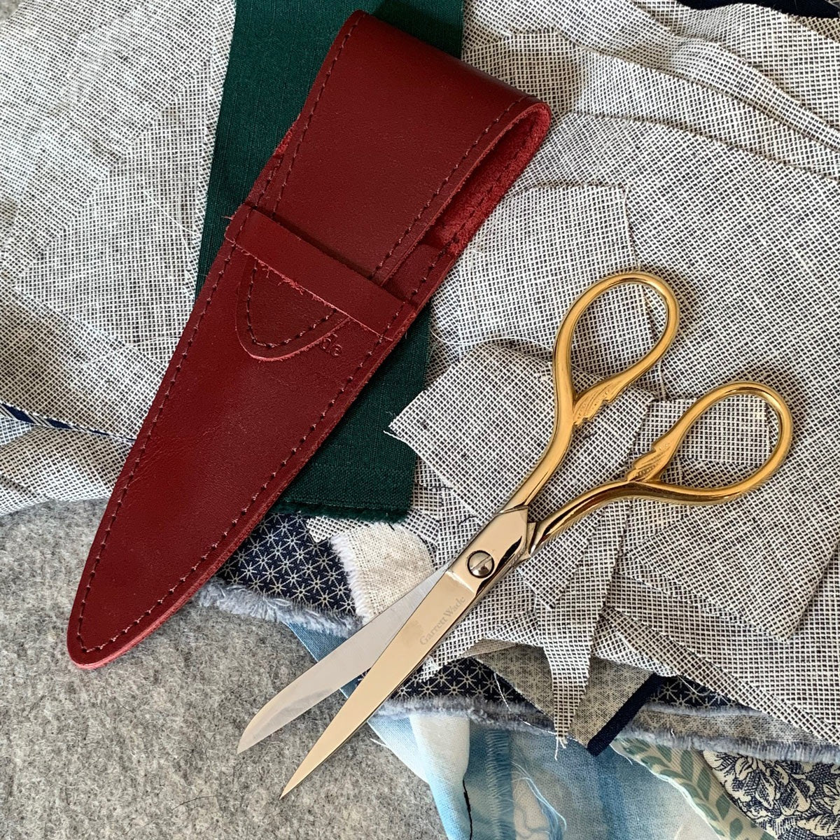 6” Gilded Sewing Scissors with French Leather Case