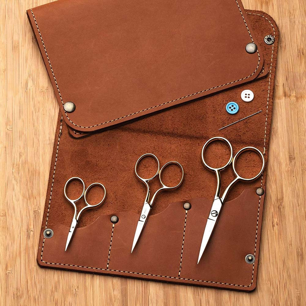 Classic Embroidery Scissors with Leather Case