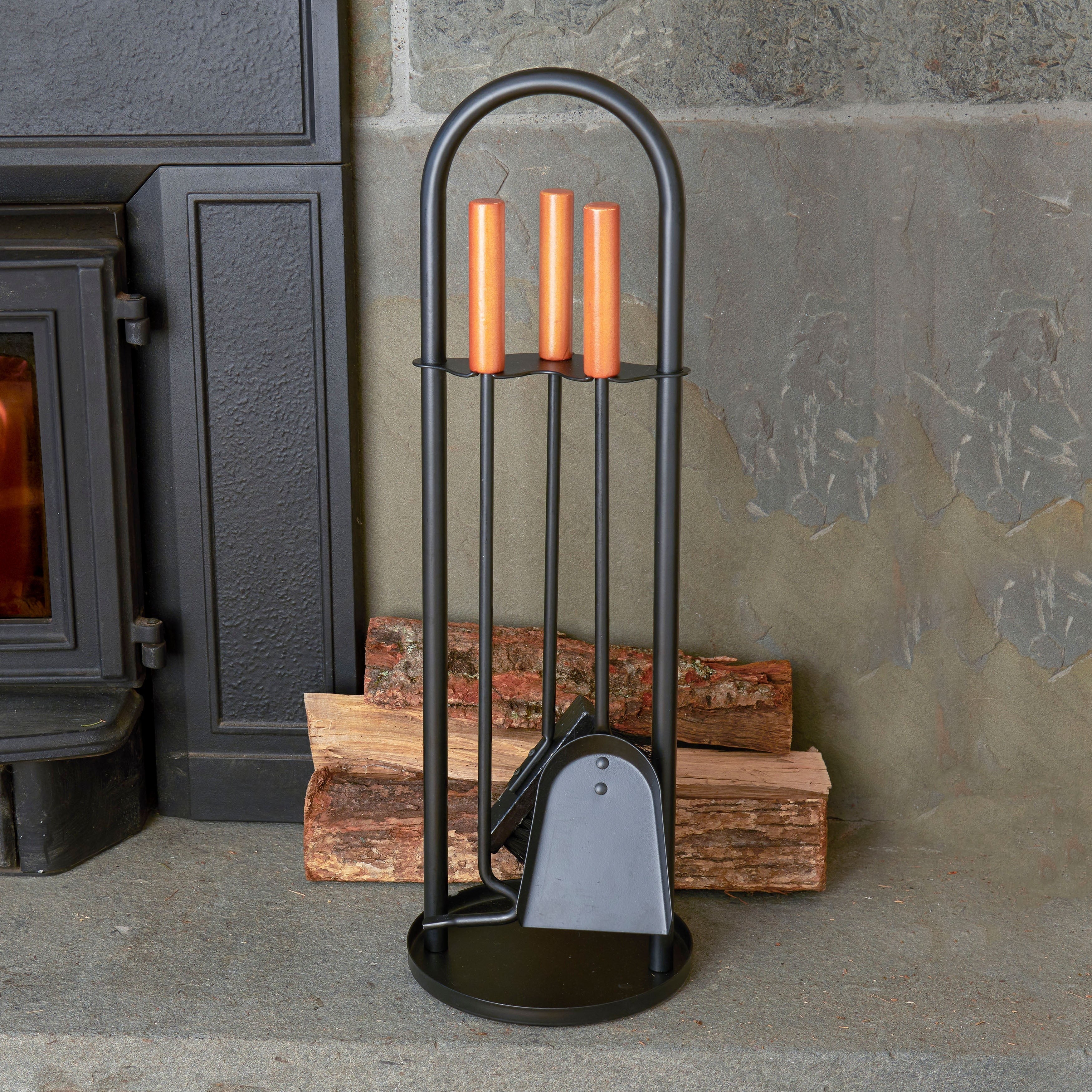 4-pc Wood Black Fireplace Tool Set
