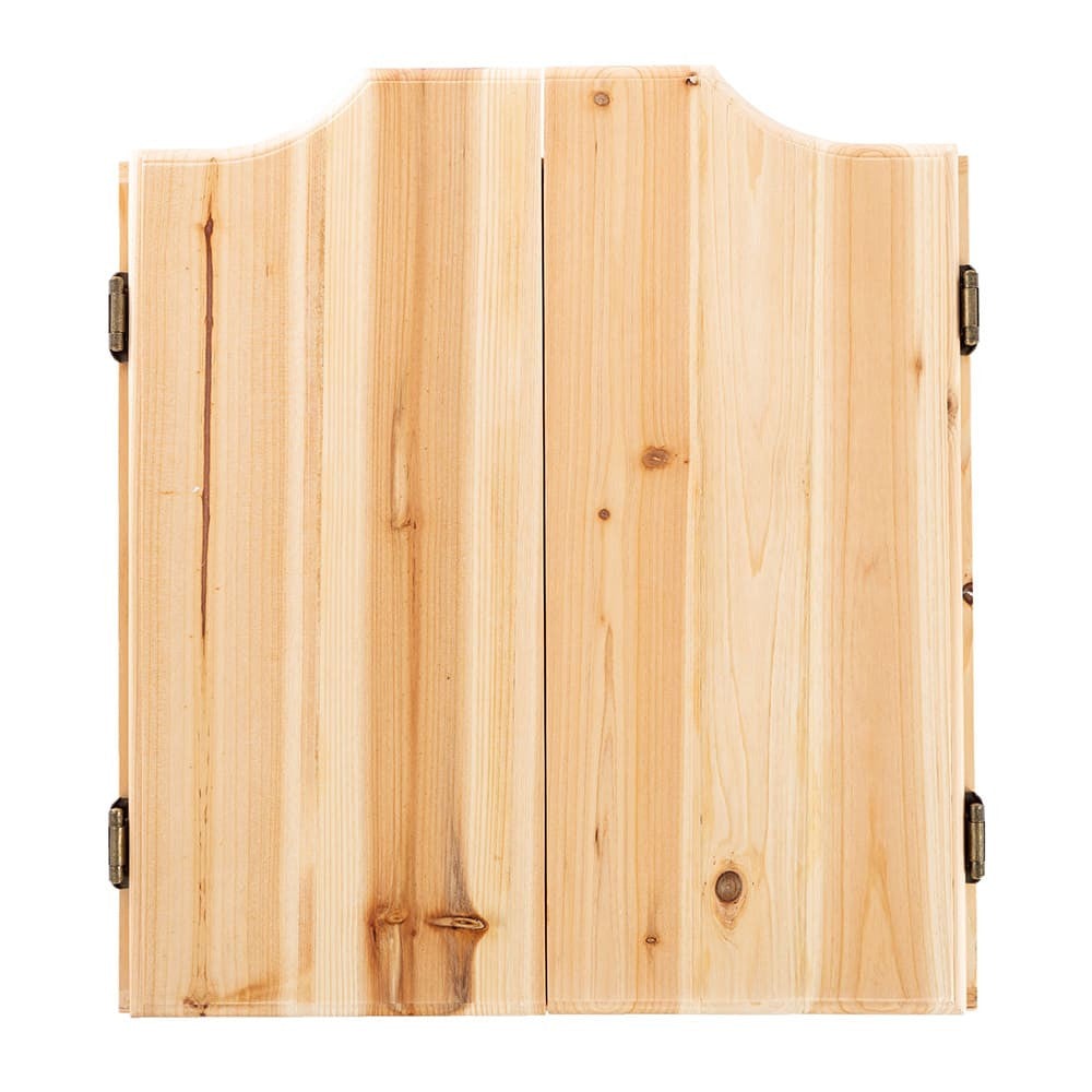 Old-Fashioned Dartboard Set in a Pine Cabinet