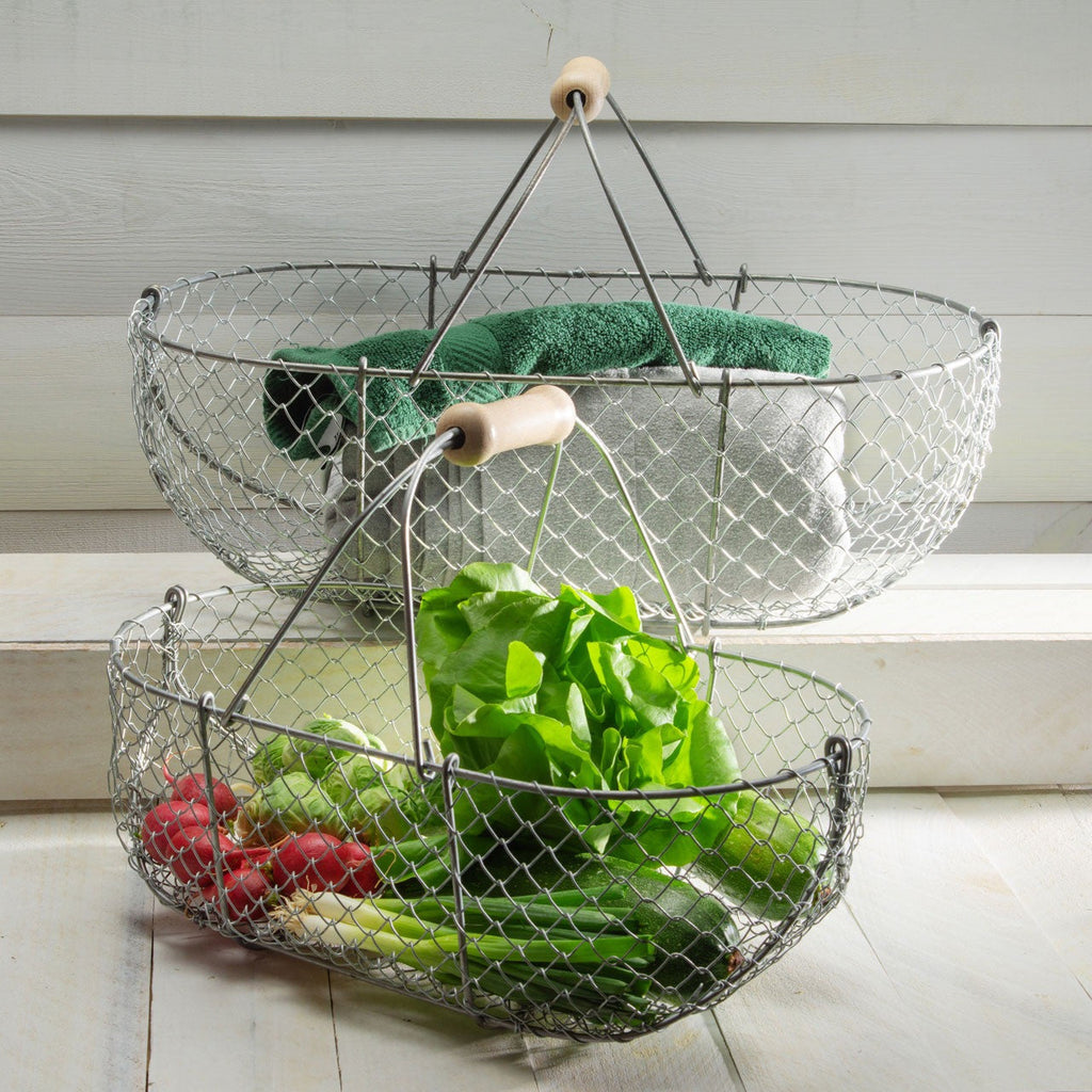 Woven Galvanized Basket Pair