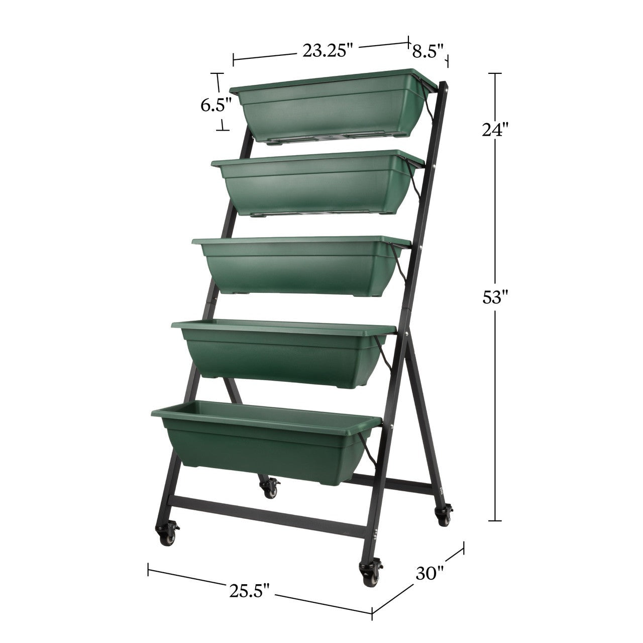 5-Tier Vertical Planter with Wheels - Hunter Green