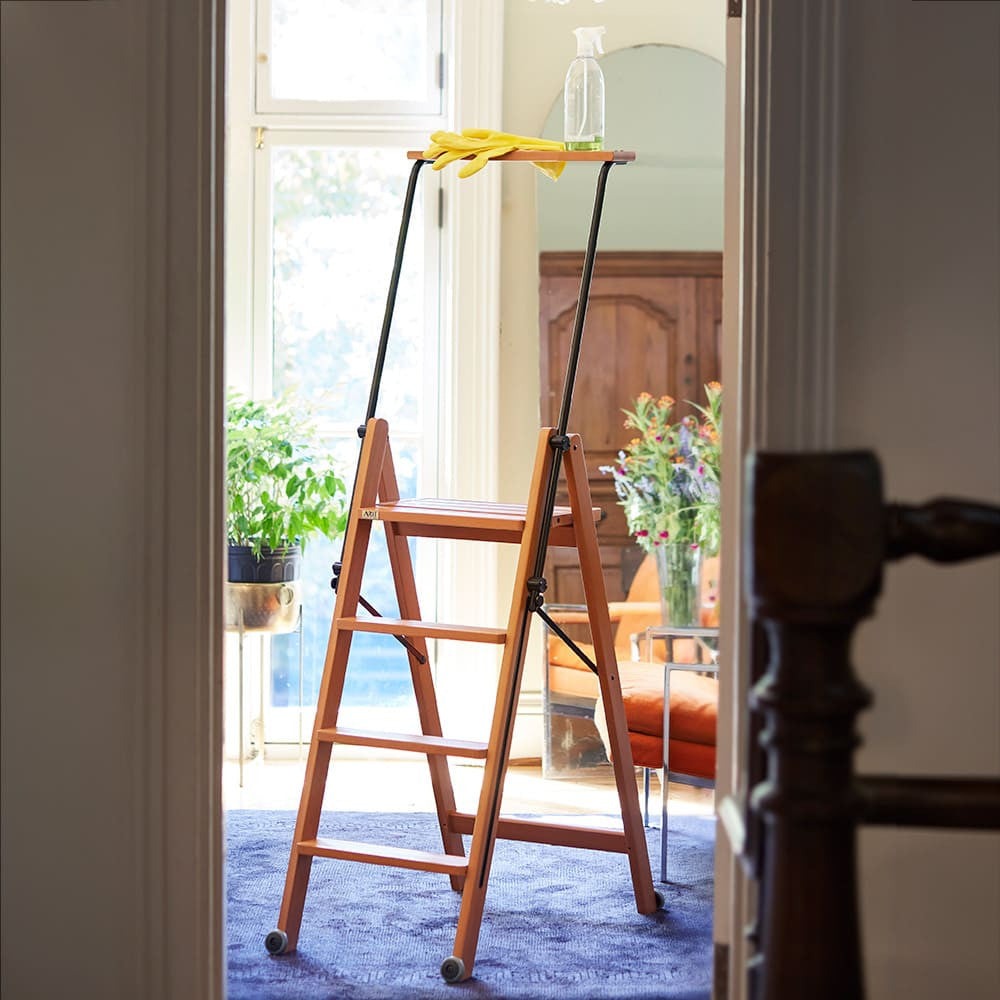 Premium Italian Beechwood Extendable Rolling Ladder