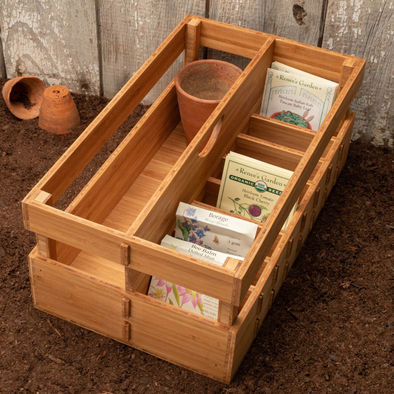 Bamboo Tool Tote and Seed Organizer