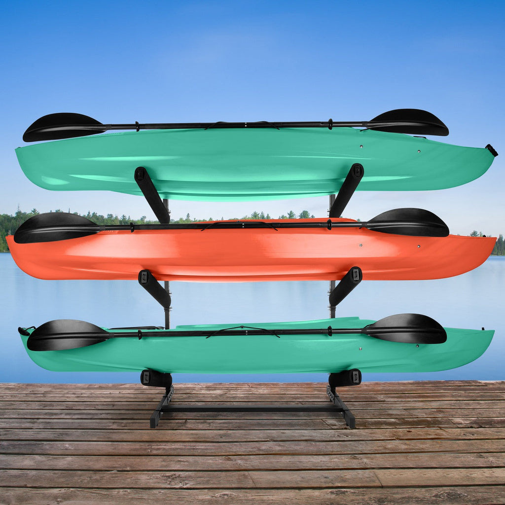 Freestanding Outdoor 3-Level Kayak and Canoe Rack