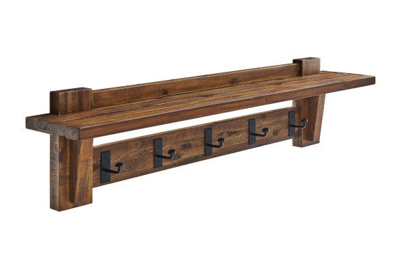 Industrial Style Entryway Shelf with Hooks