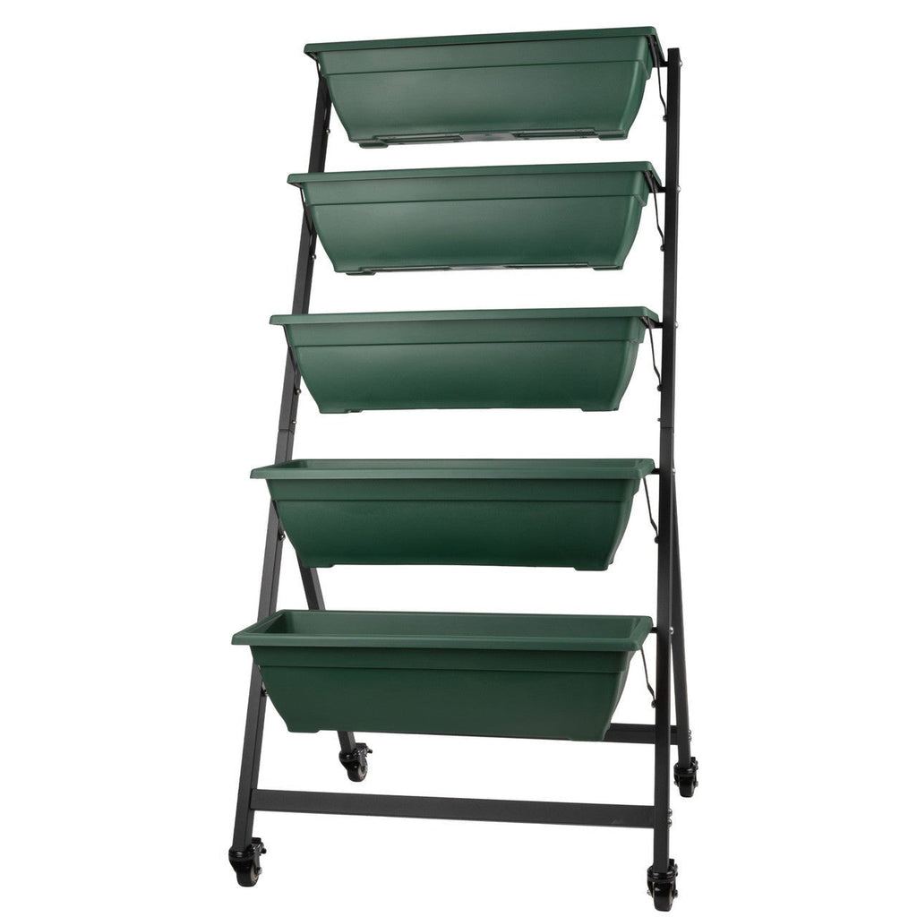 5-Tier Vertical Planter with Wheels - Hunter Green