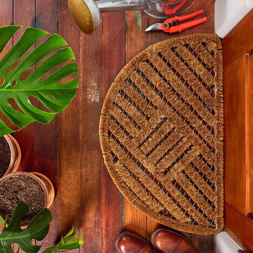 Coir and Stainless Steel Half-Round Spiral Doormat