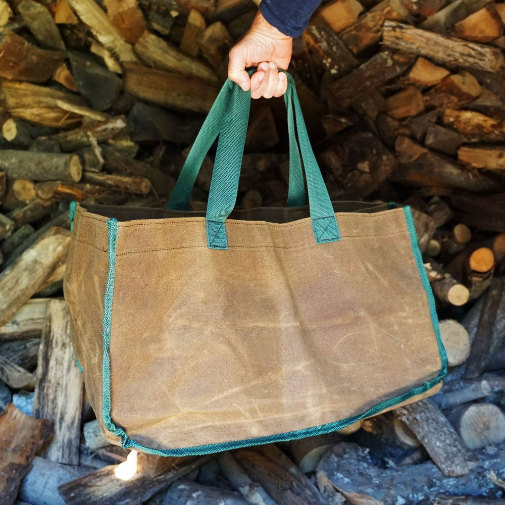 Double Thickness Waxed Canvas Log Carrier Brown