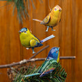 6 Tin Bird Ornaments