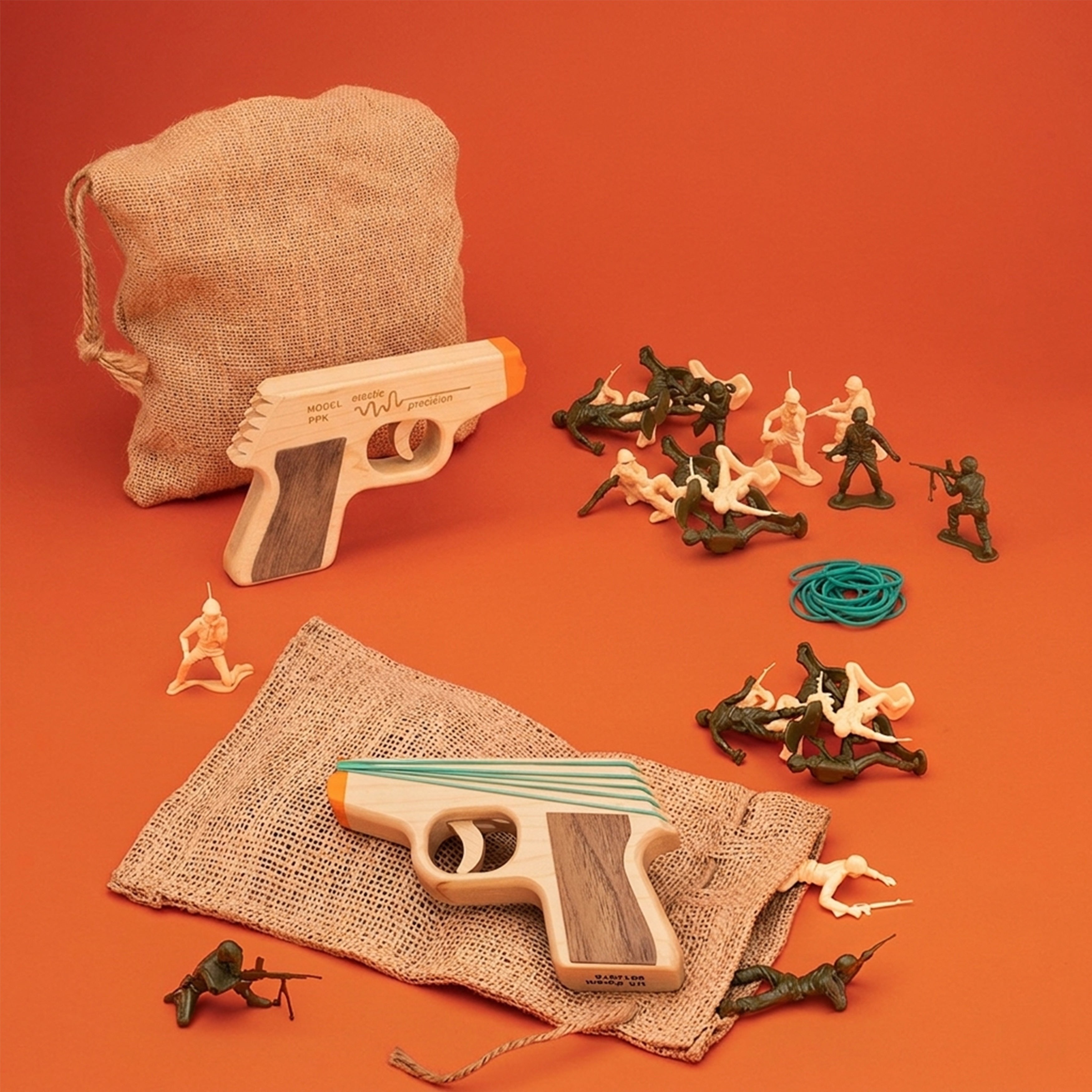 Toy Rubber Band Rifle w/ Soldiers