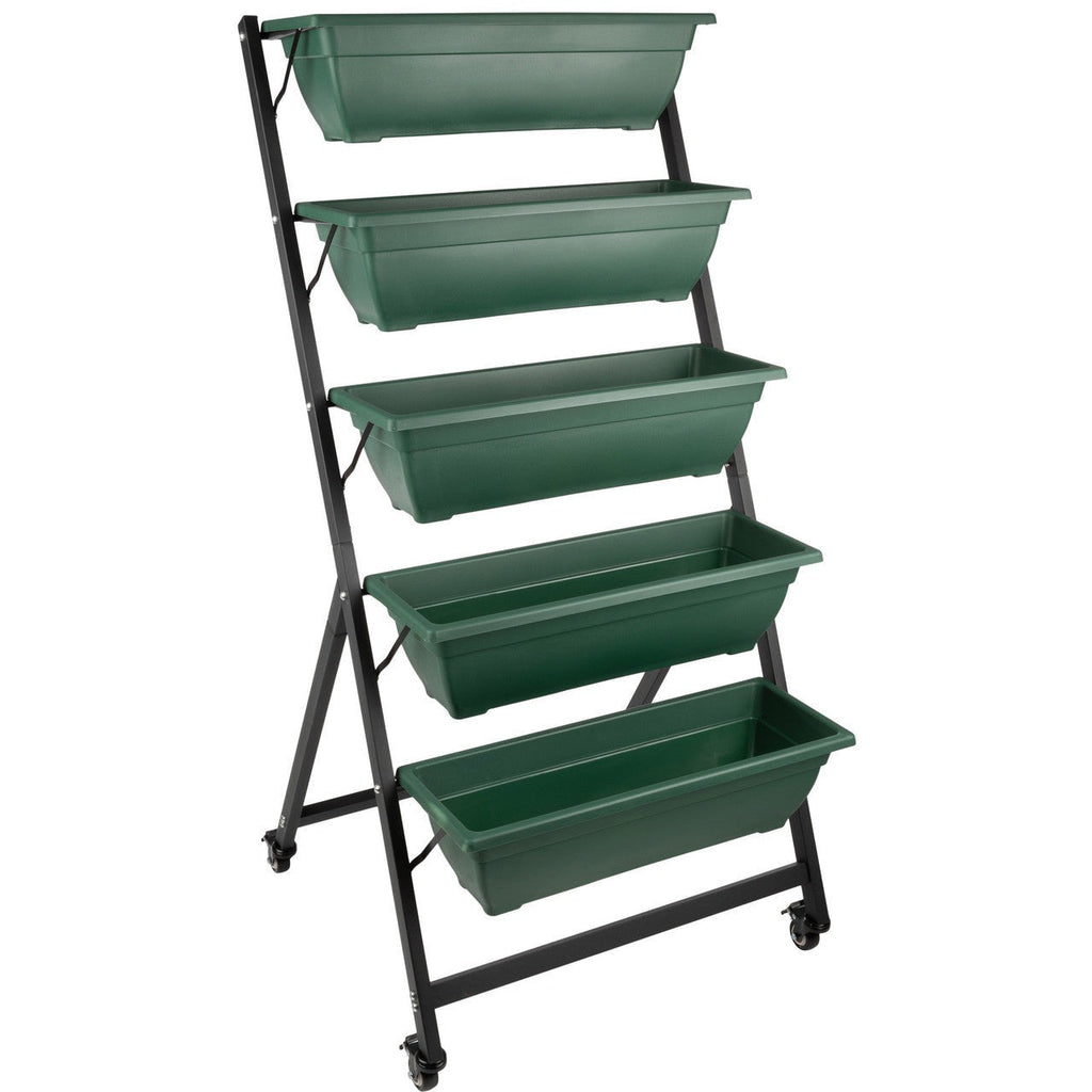 5-Tier Vertical Planter with Wheels - Hunter Green