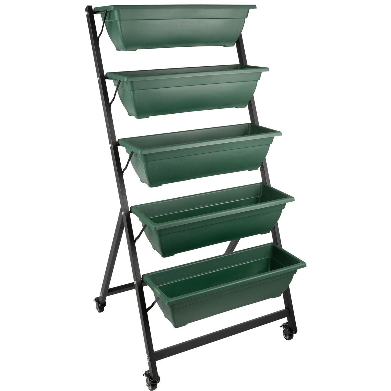 5-Tier Vertical Planter with Wheels - Hunter Green