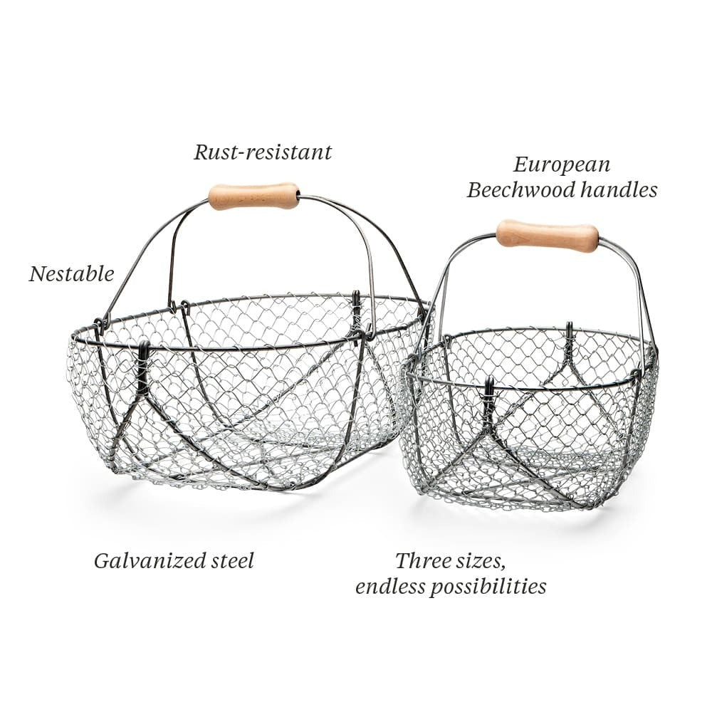 Woven Galvanized Basket Pair