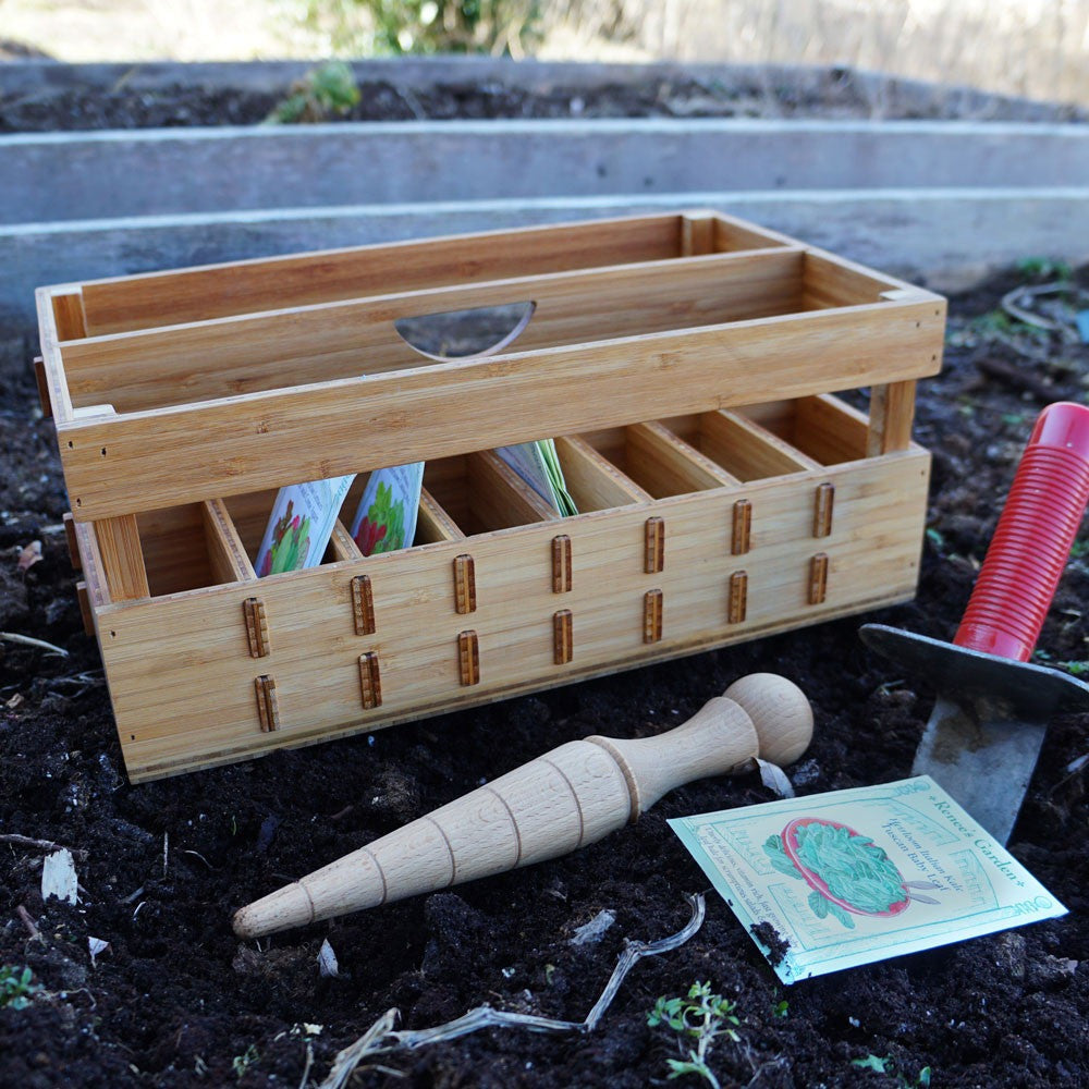 Bamboo Tool Tote and Seed Organizer