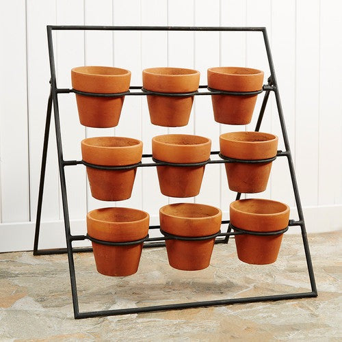 Terracotta Planter Stand Including 9 Pots