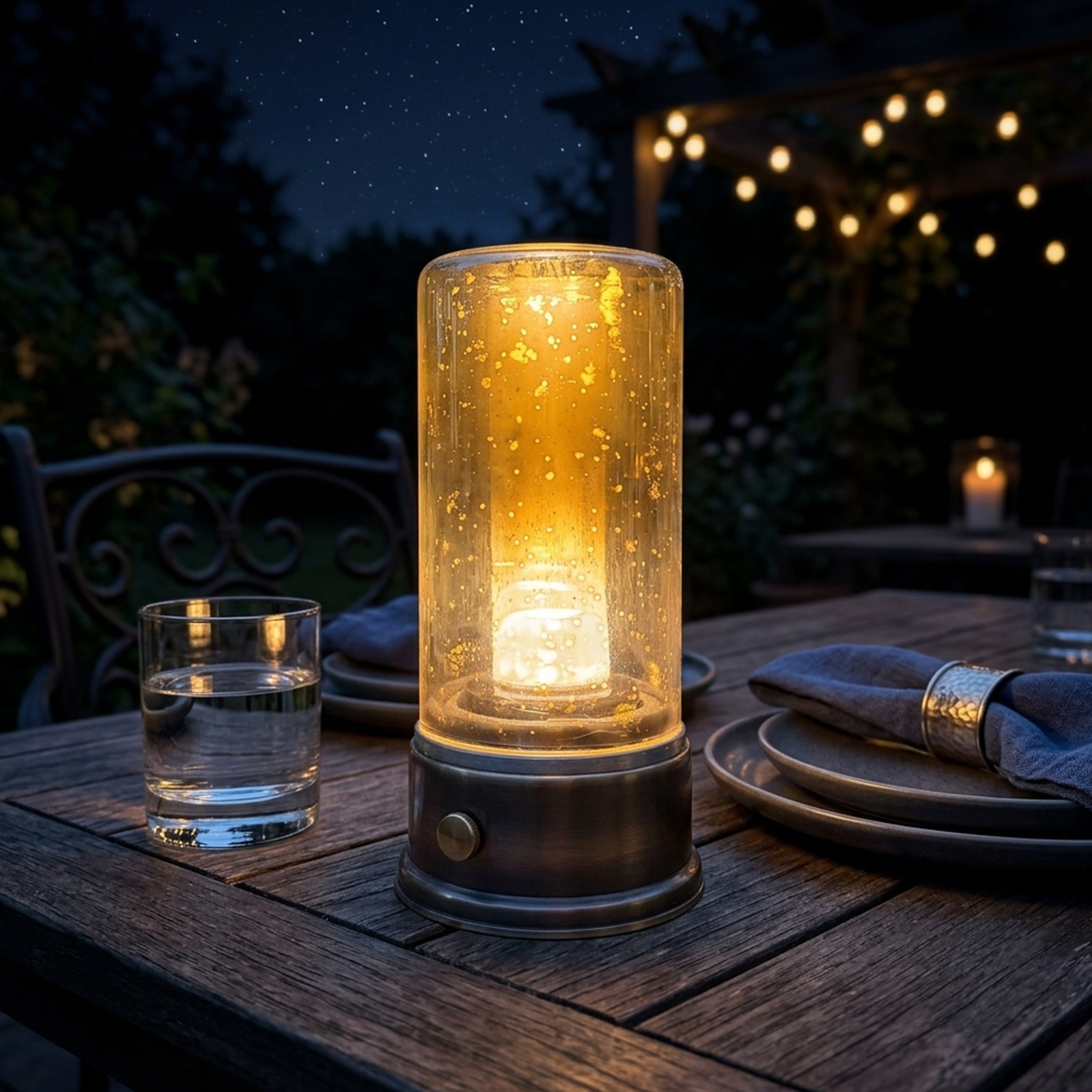 LED Mid-Century Lamp, Bubble Glass