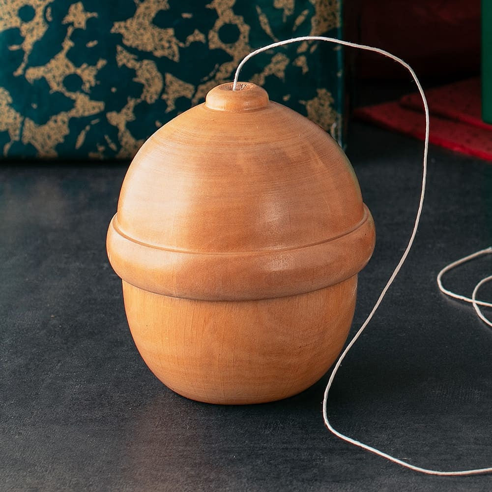 Wooden Acorn-Shaped Twine Holder