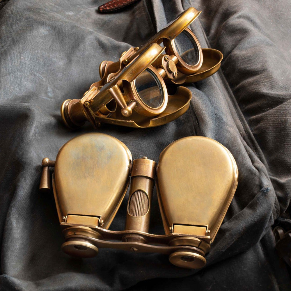Compact Brass Folding Binoculars