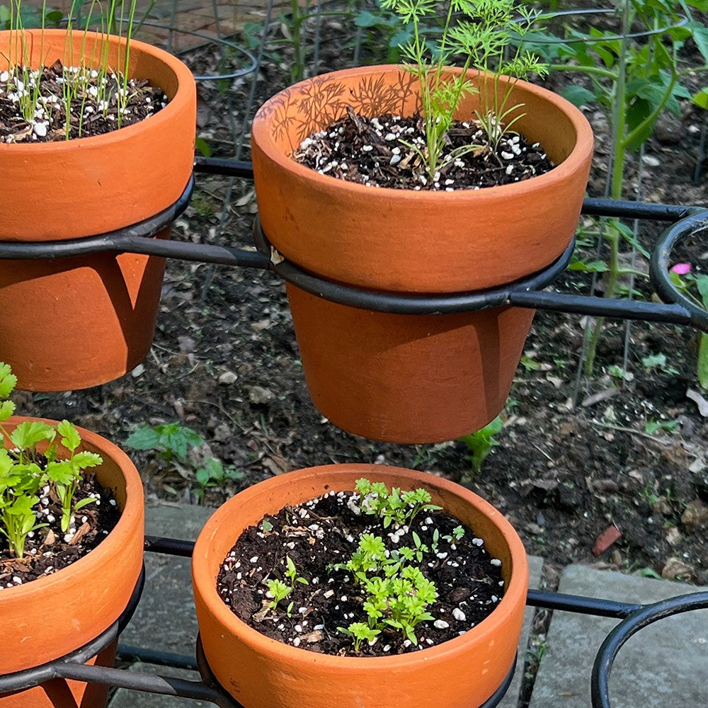 Terracotta Planter Stand Including 9 Pots