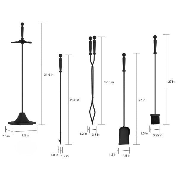 5-Piece Fireplace Tool Set