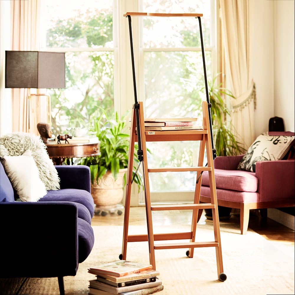 Premium Italian Beechwood Extendable Rolling Ladder