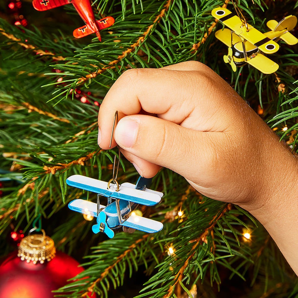 Six Biplane Tin Ornaments