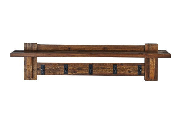 Industrial Style Entryway Shelf with Hooks