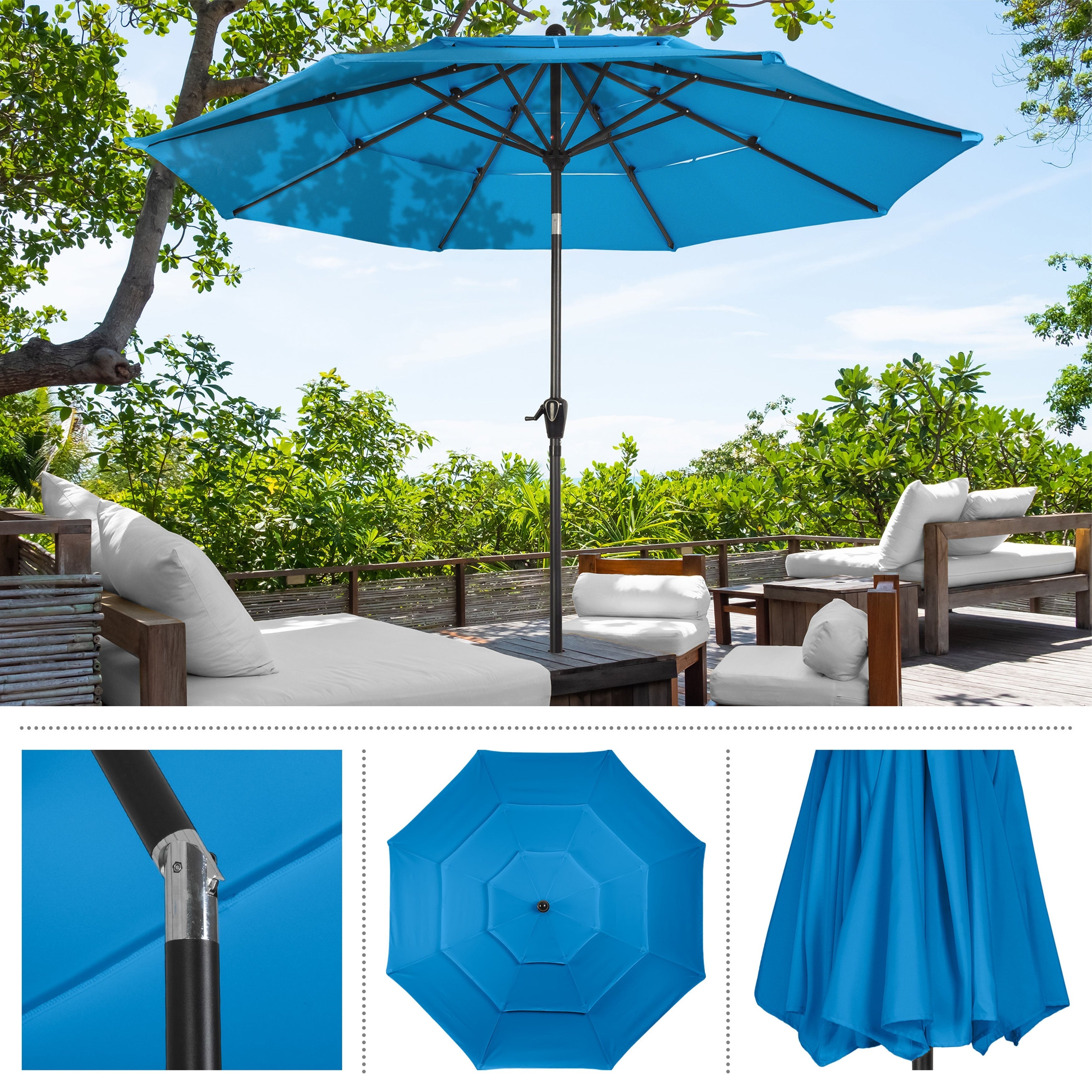 Triple Layer Patio Umbrella - Blue