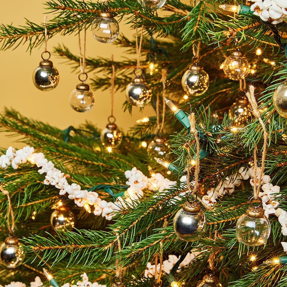 Set of 20 Mini Mercury Glass Ornaments- Silver/Clear